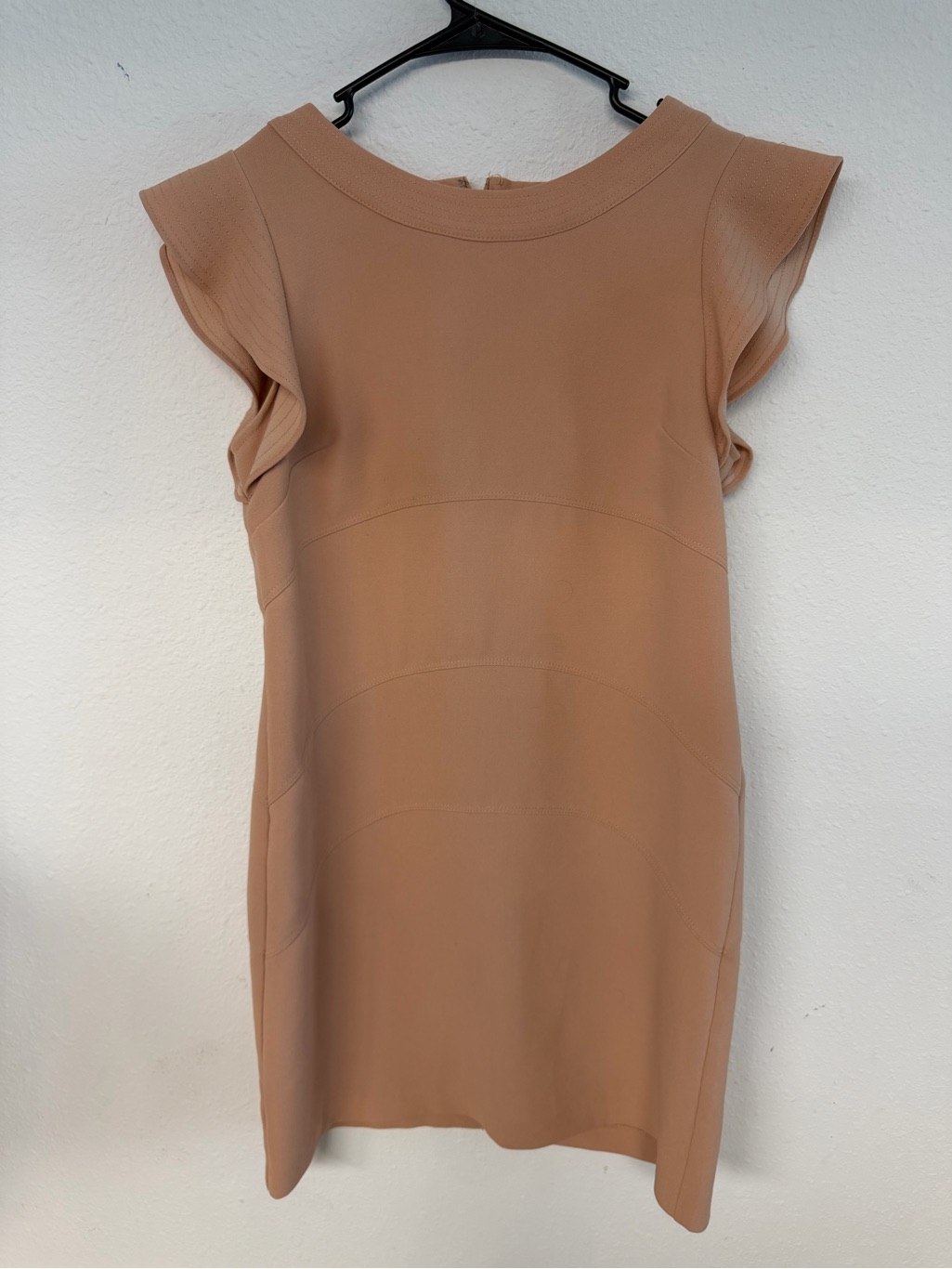 Ann Taylor Tan Ruffle Sleeve Mini Shift Dress